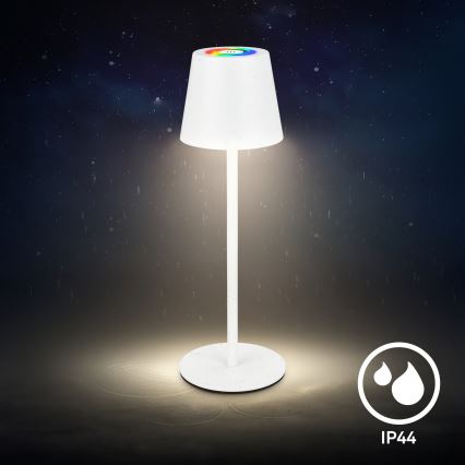 Briloner 7517016 - LED RGBW zatemnjevalna polnilna zunanja namizna svetilka CILANO LED/3W/5V IP44 2000 mAh bela