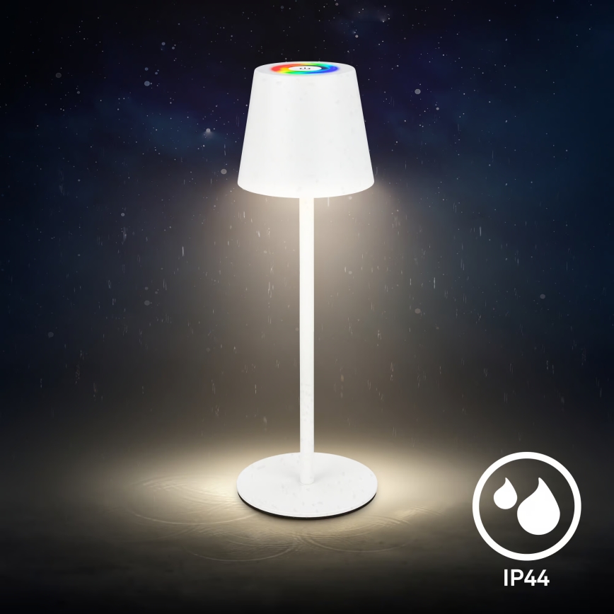 Briloner 7517016 - LED RGBW zatemnjevalna polnilna zunanja namizna svetilka CILANO LED/3W/5V IP44 2000 mAh bela