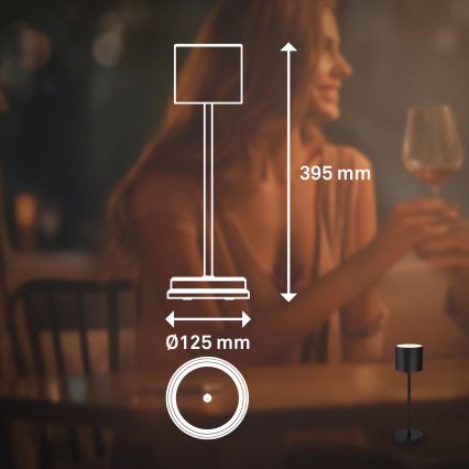 Briloner 7521015 - LED z možnostjo zatemnjevanja zunanja polnilna namizna svetilka SIGO LED/2,5W/5V IP44 2600 mAh črna