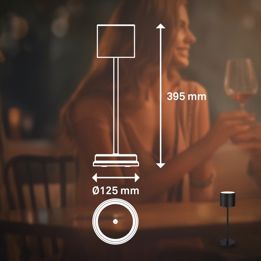 Briloner 7521015 - LED z možnostjo zatemnjevanja zunanja polnilna namizna svetilka SIGO LED/2,5W/5V IP44 2600 mAh črna