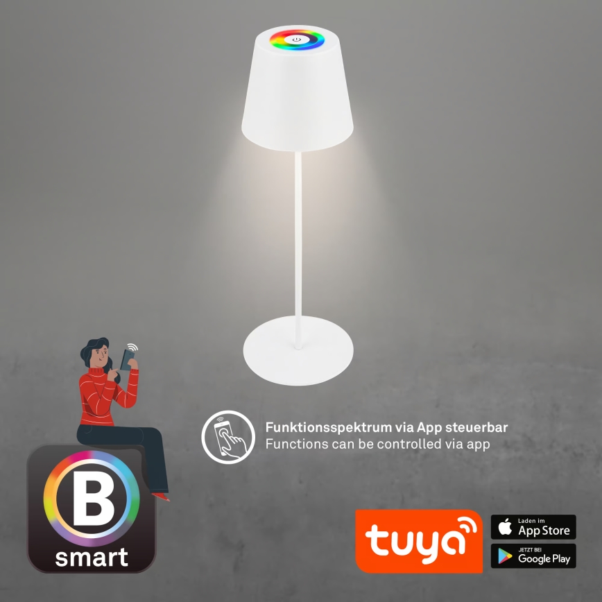 Briloner 7559016 - LED RGB zatemnljiva polnilna zunanja namizna svetilka COLORIS LED/3,5W/5V IP44 2000 mAh Wi-Fi Tuya