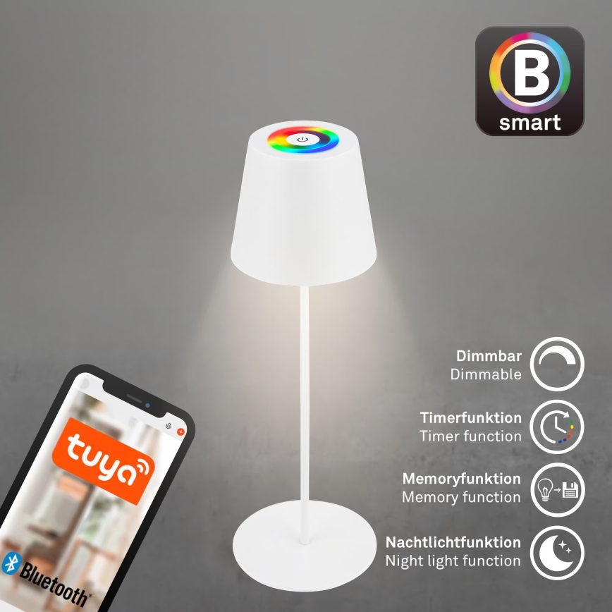 Briloner 7559016 - LED RGB zatemnljiva polnilna zunanja namizna svetilka COLORIS LED/3,5W/5V IP44 2000 mAh Wi-Fi Tuya