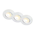 Briloner 7586036 - SET 3x LED vgradnih stropnih svetilk za kopalnico KLIRA LED/4,9W/230V 2500/3000/4000K IP23 bela