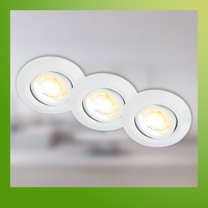 Briloner 7586036 - Komplet 3 LED vgradnih kopalniških svetilk KLIRA, LED/4,9W/230V, 2500/3000/4000K, IP23, bela
