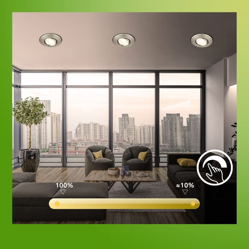 Briloner 7587032 - Komplet 3x zatemnjevalnih LED vgradnih kopalniških svetilk KLIRA 1xLED/4,9W/230V 2500/3000/4000K IP23 matiran krom