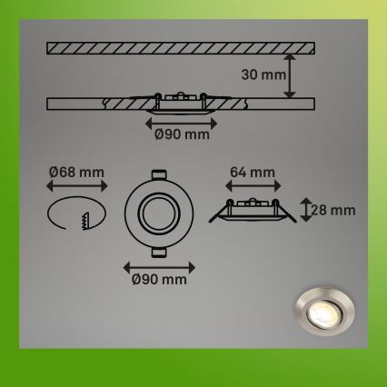 Briloner 7587032 - KOMPLET 3x LED zatemljivih stropnih vgradnih kopalniških svetilk KLIRA LED/4,9W/230V 2500/3000/4000K IP23 mat krom