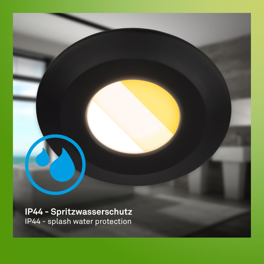 Briloner 7588035 - Komplet 3x LED kopalniških vgradnih svetilk KLIRA LED/4,9W/230V 2500/3000/4000K IP44 črna