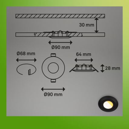 Briloner 7588035 - Komplet 3x LED kopalniških vgradnih svetilk KLIRA LED/4,9W/230V 2500/3000/4000K IP44 črna