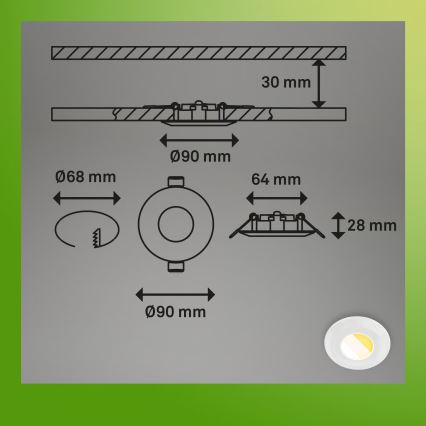 Briloner 7588036 - Komplet 3x LED kopalniških vgradnih stropnih svetil KLIRA LED/4,9W/230V 2500/3000/4000K IP44 bela