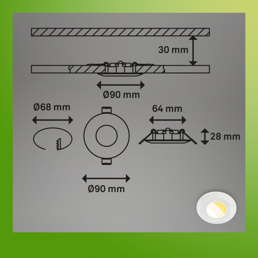 Briloner 7588036 - Komplet 3x LED kopalniških vgradnih stropnih svetil KLIRA LED/4,9W/230V 2500/3000/4000K IP44 bela