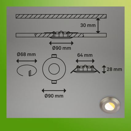 Briloner 7589032 - Komplet 3x LED kopalniških vgradnih stropnih svetilk KLIRA z možnostjo zatemnitve LED/4,9W/230V IP44 matni krom