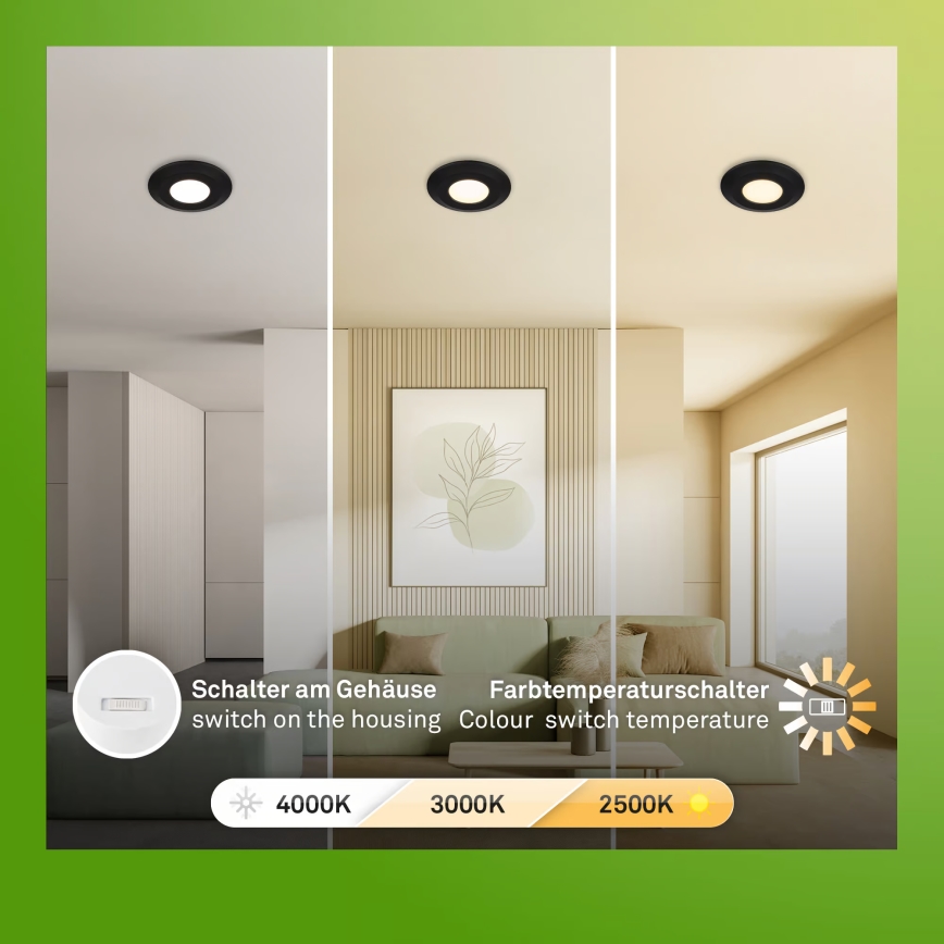 Briloner 7589035 - Komplet 3x LED zatemnjivih vgradnih stropnih svetilk KLIRA LED/4,9W/230V 2500/3000/4000K IP44 črna