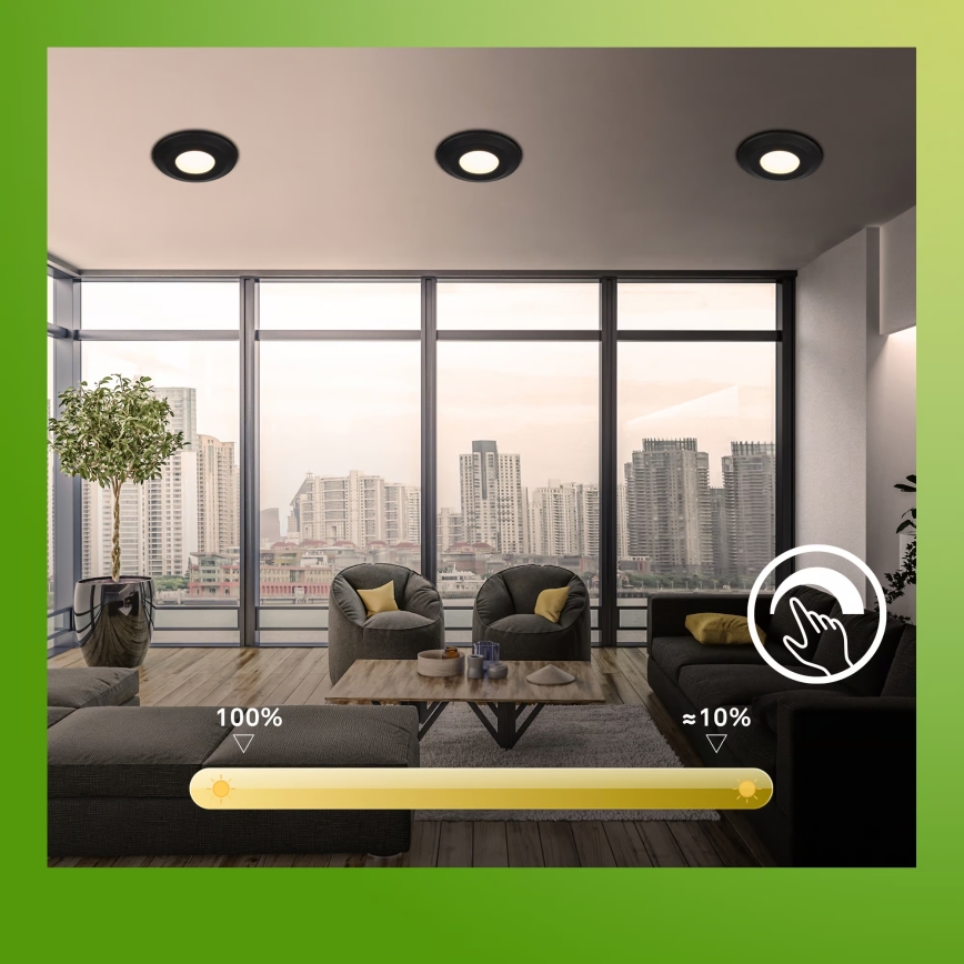 Briloner 7589035 - Komplet 3x LED zatemnjivih vgradnih stropnih svetilk KLIRA LED/4,9W/230V 2500/3000/4000K IP44 črna