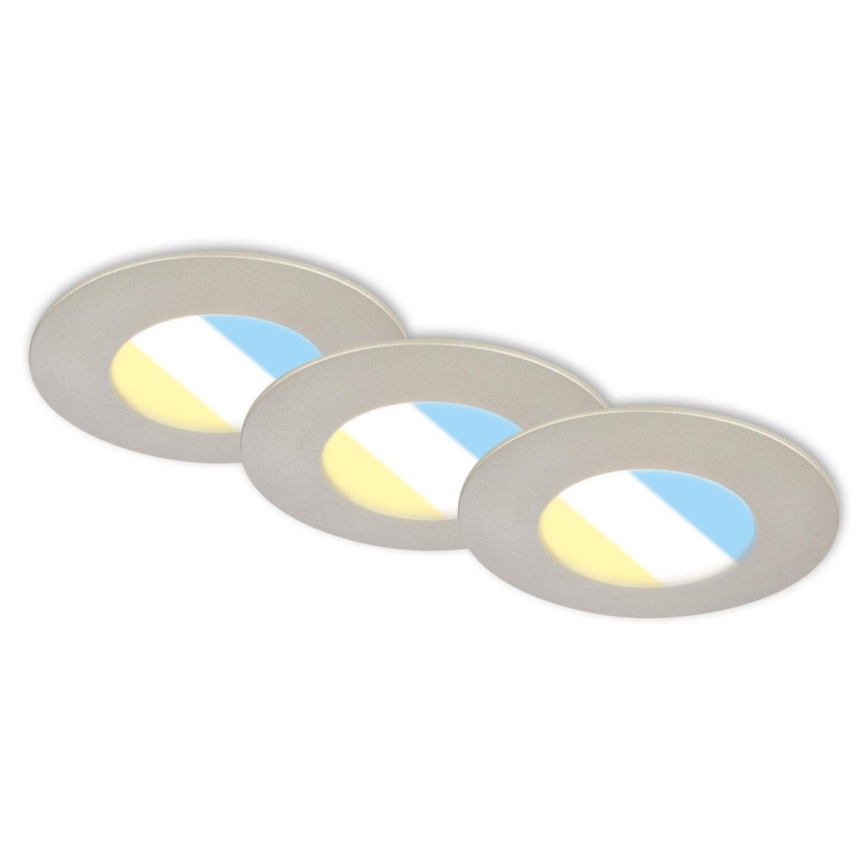 Briloner 7598032 - SET 3x LED Kopalniška vgradna svetilka LED/4,9W/230V IP44 2700/4000/6500K mat krom