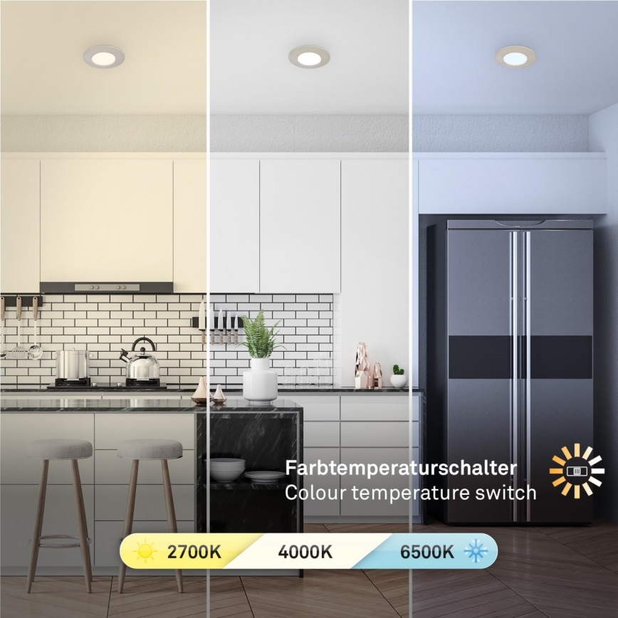 Briloner 7598032 - SET 3x LED Kopalniška vgradna svetilka LED/4,9W/230V IP44 2700/4000/6500K mat krom