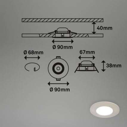 Briloner 7598032 - SET 3x LED Kopalniška vgradna svetilka LED/4,9W/230V IP44 2700/4000/6500K mat krom