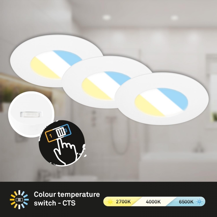 Briloner 7598036 - SET 3x LED Kopalniška vgradna svetilka LED/4,9W/230V IP44 2700/4000/6500K bela