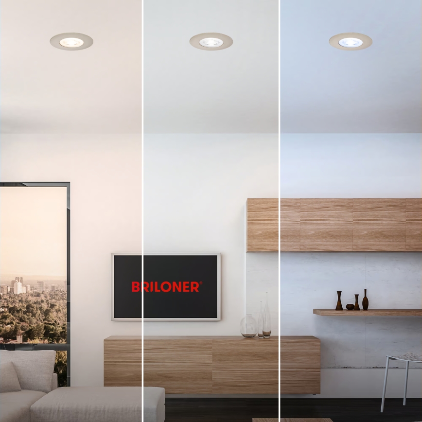 Briloner 7605032 - Komplet 3 vgradnih stropnih LED svetilk za kopalnico, 3xLED/4,9W/230V, 2700/4000/6500K, IP44, matiran krom