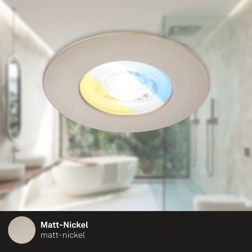 Briloner 7605032 - Komplet 3 vgradnih stropnih LED svetilk za kopalnico, 3xLED/4,9W/230V, 2700/4000/6500K, IP44, matiran krom