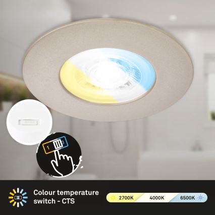 Briloner 7605032 - Komplet 3 vgradnih stropnih LED svetilk za kopalnico, 3xLED/4,9W/230V, 2700/4000/6500K, IP44, matiran krom