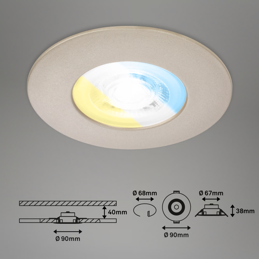 Briloner 7605032 - Komplet 3 vgradnih stropnih LED svetilk za kopalnico, 3xLED/4,9W/230V, 2700/4000/6500K, IP44, matiran krom