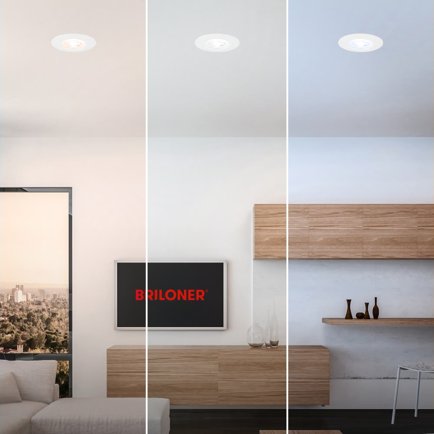 Briloner 7605036 - KOMPLET 3xLED kopalniška vgradna stropna svetilka 3xLED/4,9W/230V 2700/4000/6500K IP44 bela