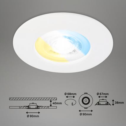 Briloner 7605036 - KOMPLET 3xLED kopalniška vgradna stropna svetilka 3xLED/4,9W/230V 2700/4000/6500K IP44 bela