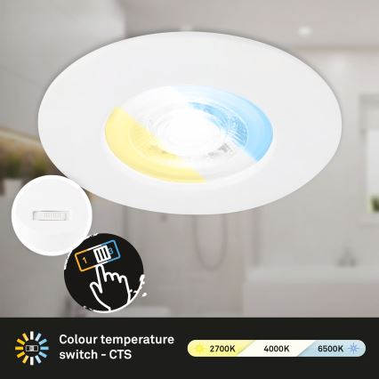 Briloner 7605036 - Komplet 3x LED vgradno stropno svetilo za kopalnico LED/4,9W/230V 2700/4000/6500K IP44 bela