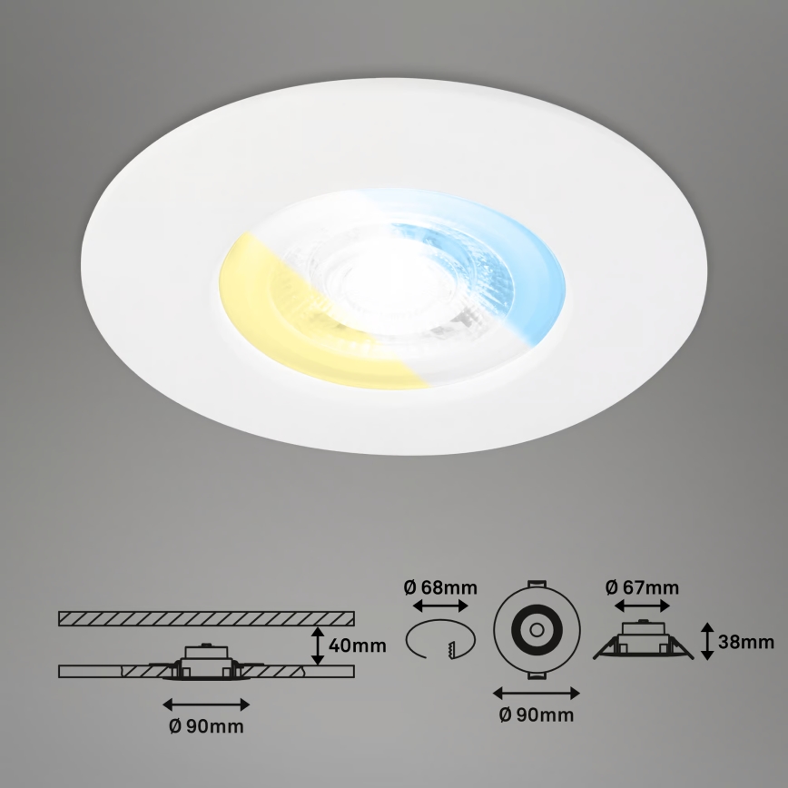 Briloner 7605036 - Komplet 3x LED vgradno stropno svetilo za kopalnico LED/4,9W/230V 2700/4000/6500K IP44 bela