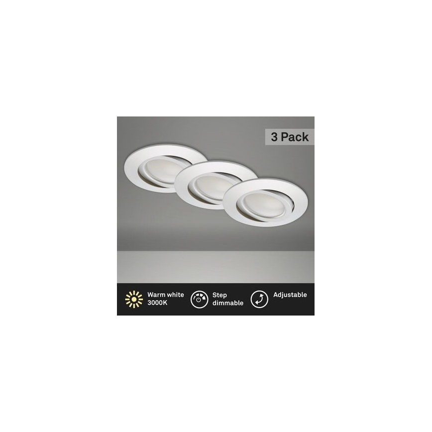 Briloner 8309-039 - SET 3x LED Zatemnitvena kopalniška vgradna svetilka LED/5W/230V IP23