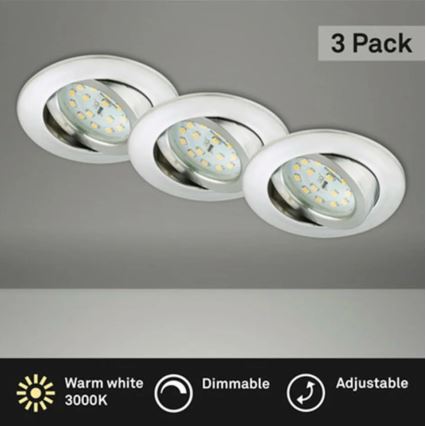 Briloner 8317-039-SET 3x LED Zatemnitvena kopalniška vgradna svetilka LED/5,5W/230V IP23