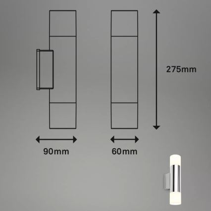 Briloner - LED kopalniška stenska svetilka 2xGU10/4,8W/230V IP44 3000K sijajni krom