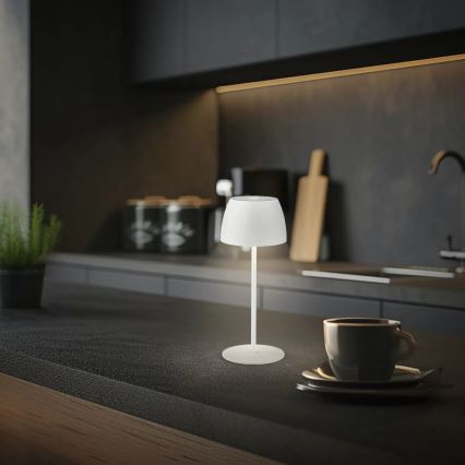 Briloner - LED zunanja namizna svetilka MINI, na dotik, polnilna, s funkcijo zatemnitve LED/2,5W/5V IP44 1800 mAh bela