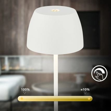 Briloner - LED zunanja namizna svetilka MINI, na dotik, polnilna, s funkcijo zatemnitve LED/2,5W/5V IP44 1800 mAh bela