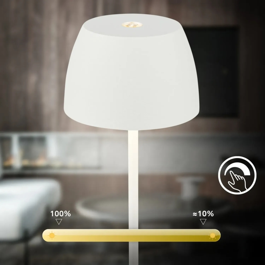 Briloner - LED zunanja namizna svetilka MINI, na dotik, polnilna, s funkcijo zatemnitve LED/2,5W/5V IP44 1800 mAh bela