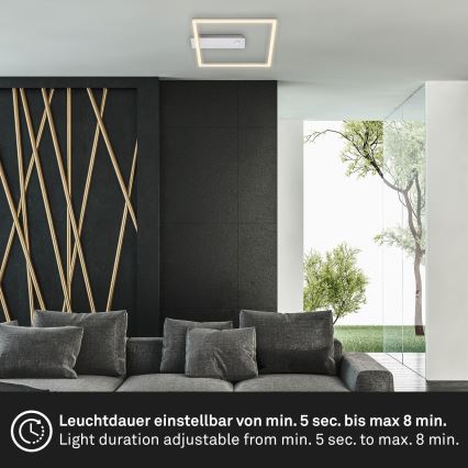 Briloner - LED stropna svetilka z zaznavo gibanja in senzorjem mraka FRAME LED/14W/230V 3000K 30x32 cm matiran krom