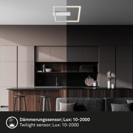 Briloner - LED stropna svetilka z zaznavo gibanja in senzorjem mraka FRAME LED/14W/230V 3000K 30x32 cm matiran krom
