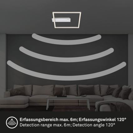 Briloner - LED stropna svetilka z zaznavo gibanja in senzorjem mraka FRAME LED/14W/230V 3000K 30x32 cm matiran krom