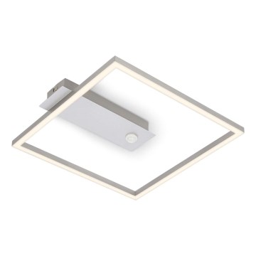 Briloner - LED stropna svetilka z zaznavo gibanja in senzorjem mraka FRAME LED/14W/230V 3000K 30x32 cm matiran krom