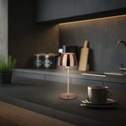 Briloner - zatemnljiva polnilna mini LED zunanja namizna svetilka, na dotik, 2,5 W/5 V, IP44, 1800 mAh, medena