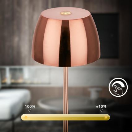 Briloner - zatemnljiva polnilna mini LED zunanja namizna svetilka, na dotik, 2,5 W/5 V, IP44, 1800 mAh, medena