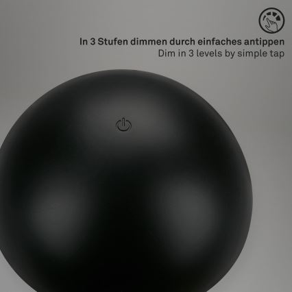 Briloner - LED polnilna namizna zunanja svetilka na dotik z nastavitvijo svetlosti LED/2,6W/5V 3000K IP44 2000 mAh črna