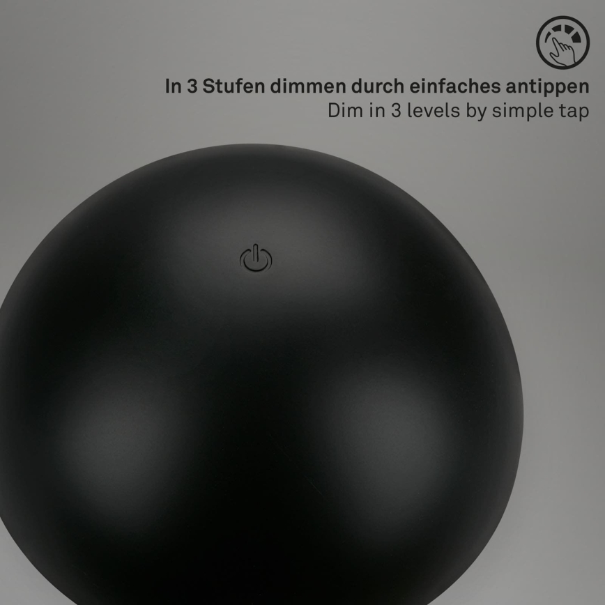 Briloner - LED polnilna namizna zunanja svetilka na dotik z nastavitvijo svetlosti LED/2,6W/5V 3000K IP44 2000 mAh črna