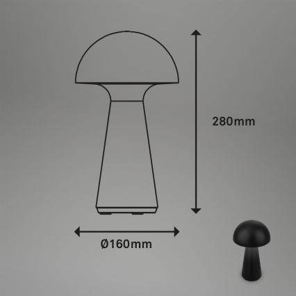 Briloner - LED polnilna namizna zunanja svetilka na dotik z nastavitvijo svetlosti LED/2,6W/5V 3000K IP44 2000 mAh črna
