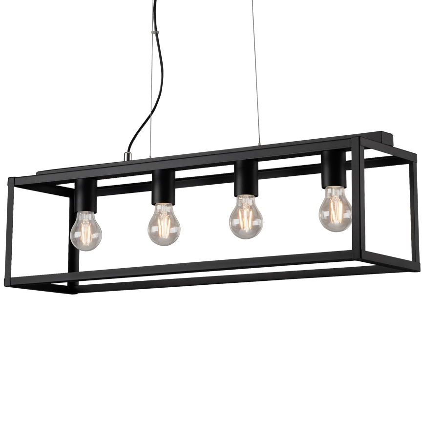 Briloner - Lestenec na vrvici BLACK STEEL 4xE27/40W/230V