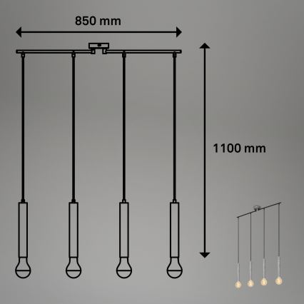 Briloner - Lestenec na vrvici LONGA 4xE27/60W/230V srebrna