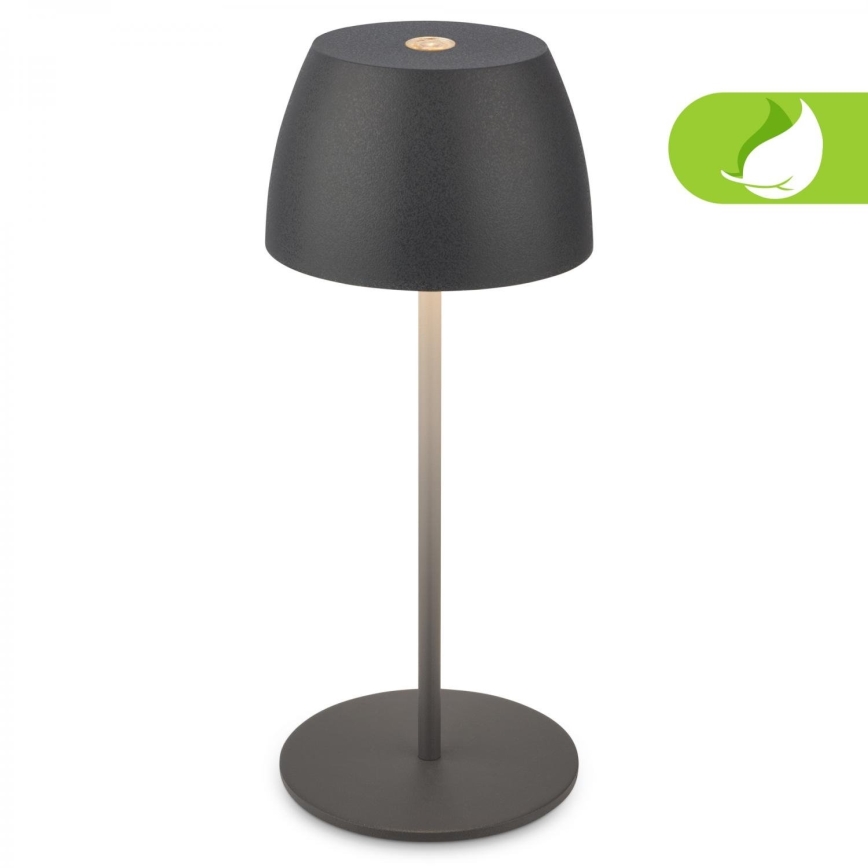 Briloner - LED zatemnjevalna polnilna zunanja namizna svetilka MINI, upravljanje na dotik, LED/2,5W/5V, IP44, 1800 mAh, antracit