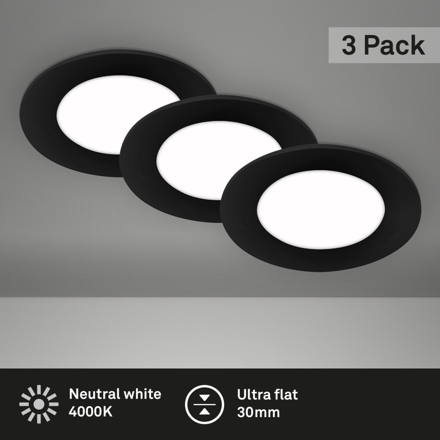 Briloner - SET 3x LED Kopalniška vgradna svetilka LED/3W/230V IP23