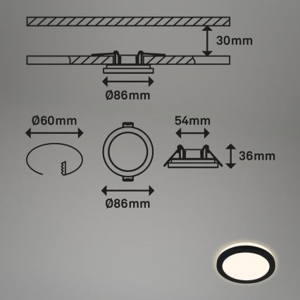 Briloner - SET 3x LED Kopalniška vgradna svetilka LED/3W/230V IP44