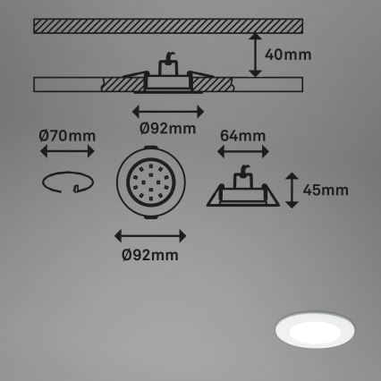 Briloner - SET 3x LED Zatemnitvena kopalniška vgradna svetilka LED/4,8W/230V 3000-6500K IP44 + Daljinski upravljalnik